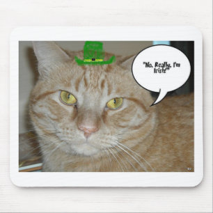 St. Patrick's Day Orange Tabby Cat Mousepad