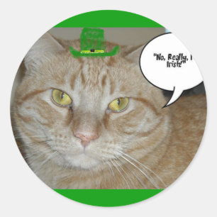 St. Patrick's Day Orange Tabby Cat Runder Aufkleber