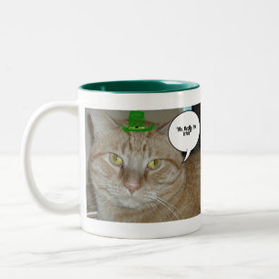 St Patricks Day Orange Tabby Cat Zweifarbige Tasse