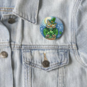 ST. PATRICK'S DAY OWL, 4 LEAF CLOVER LEPRECHAUN BUTTON (Beispiel)