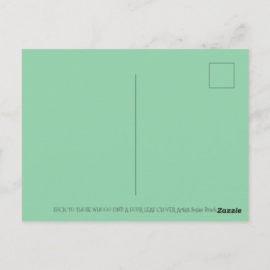 ST. PATRICK'S DAY OWL, 4 LEAF CLOVER LEPRECHAUN POSTKARTE (Rückseite)