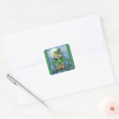 ST. PATRICK'S DAY OWL, 4 LEAF CLOVER LEPRECHAUN QUADRATISCHER AUFKLEBER (Umschlag)