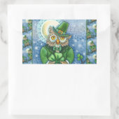 ST. PATRICK'S DAY OWL, 4 LEAF CLOVER LEPRECHAUN RECHTECKIGER AUFKLEBER (Tasche)