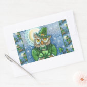 ST. PATRICK'S DAY OWL, 4 LEAF CLOVER LEPRECHAUN RECHTECKIGER AUFKLEBER (Umschlag)