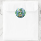 ST. PATRICK'S DAY OWL, 4 LEAF CLOVER LEPRECHAUN RUNDER AUFKLEBER (Tasche)