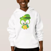St. Patrick's Day Owl, Clovers, Leprechaun Hat Hoodie (Vorderseite)