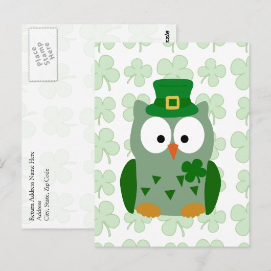 St. Patrick's Day Owl Postkarte (Vorne/Hinten)