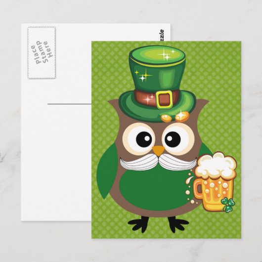 St. Patrick's Day Owl Postkarte (Vorne/Hinten)