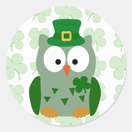 St. Patrick's Day Owl Runder Aufkleber (Vorderseite)