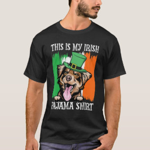St Patrick's Day Pajamas Australian Shepherd Shamr T-Shirt