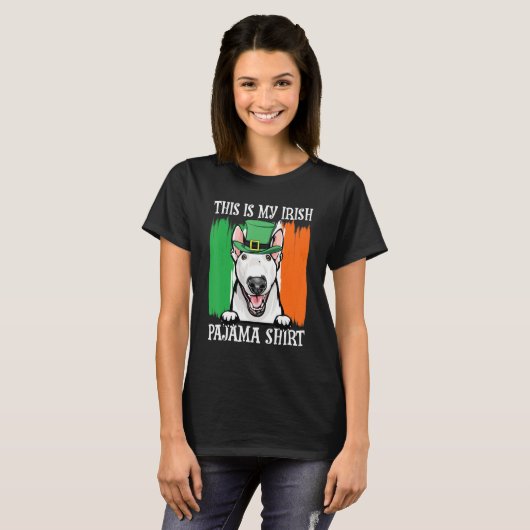 St Patrick's Day Pajamas Bull Terrier Kleeblatt Ir T-Shirt (Vorne ganz)