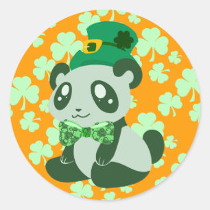 St. Patricks Day Panda Runder Aufkleber