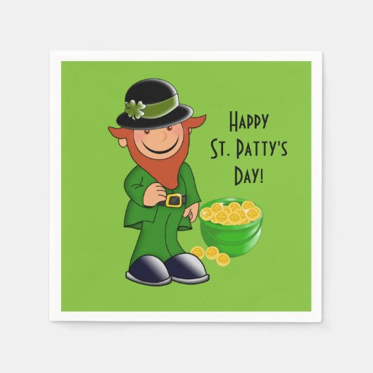 St. Patrick's Day Paper Napkin, Leprechaun Serviette (Vorderseite)