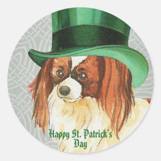 St. Patrick's Day Papillon Classic Round Sticker (Vorderseite)