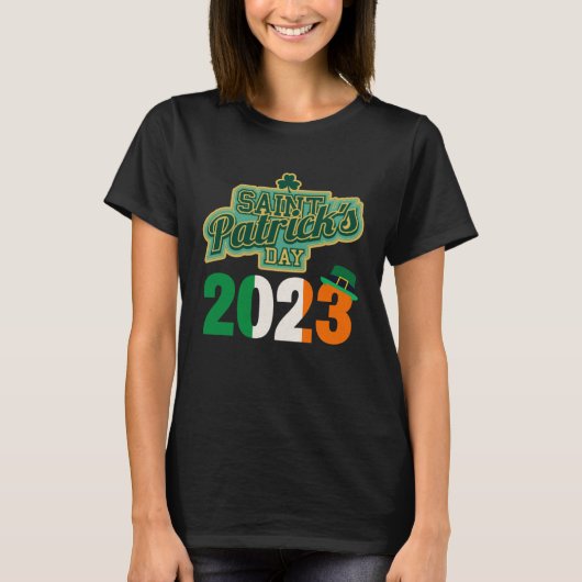 St Patrick's Day Parade 2023 Irish Flag Shamrock L T-Shirt (Vorderseite)