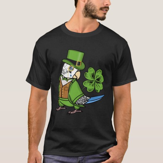 St Patricks Day Parrot I Blue Budgie Budgerigar T-Shirt (Vorderseite)