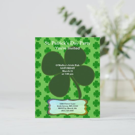 St. Patrick's Day Party 4 Leaf Clover Paper (Stehend Vorderseite)