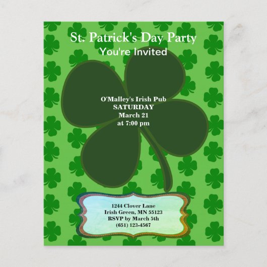 St. Patrick's Day Party 4 Leaf Clover Paper (Vorderseite)