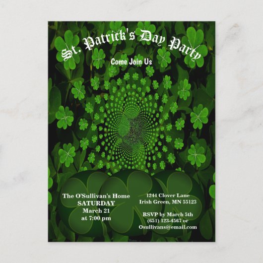 St. Patrick's Day Party Clover Kaleidoskop Postkarte (Vorderseite)
