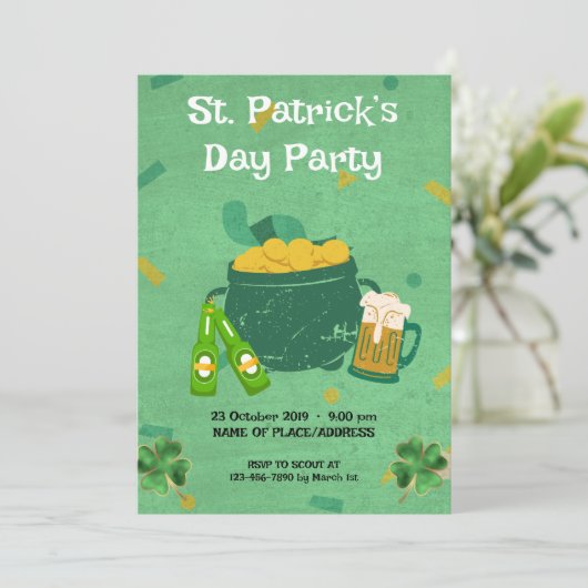 St. Patrick's Day Party Einladung (Stehend Vorderseite)