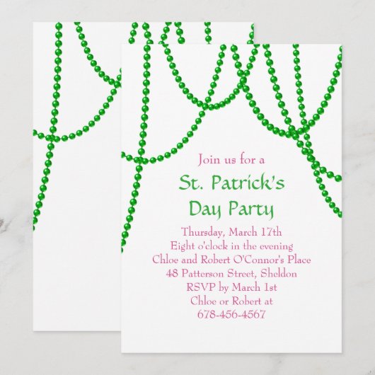 St. Patrick's Day Party Einladung (Vorne/Hinten)