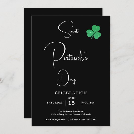 St Patricks Day Party Einladung (Vorne/Hinten)