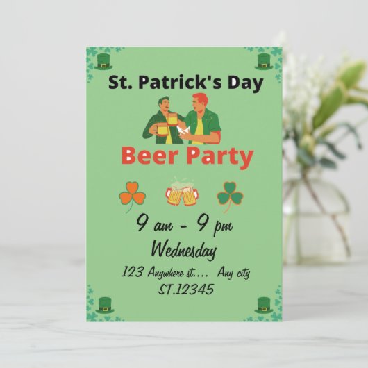 St. Patricks Day Party Einladung (Stehend Vorderseite)