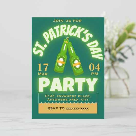 St Patrick's Day Party Einladung (Stehend Vorderseite)