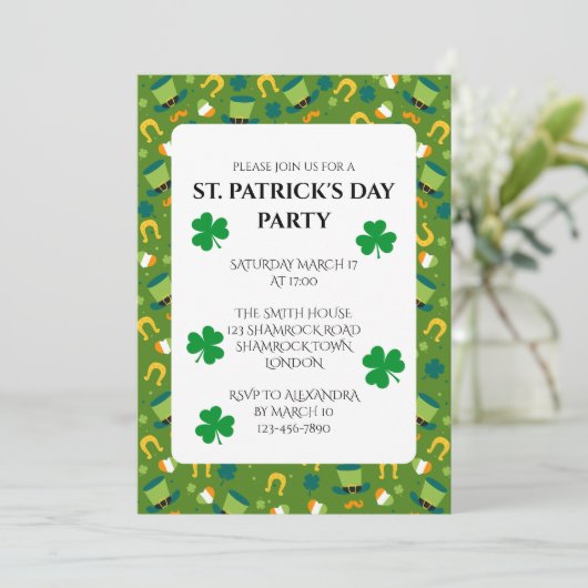 St. Patrick's Day Party Einladung (Stehend Vorderseite)