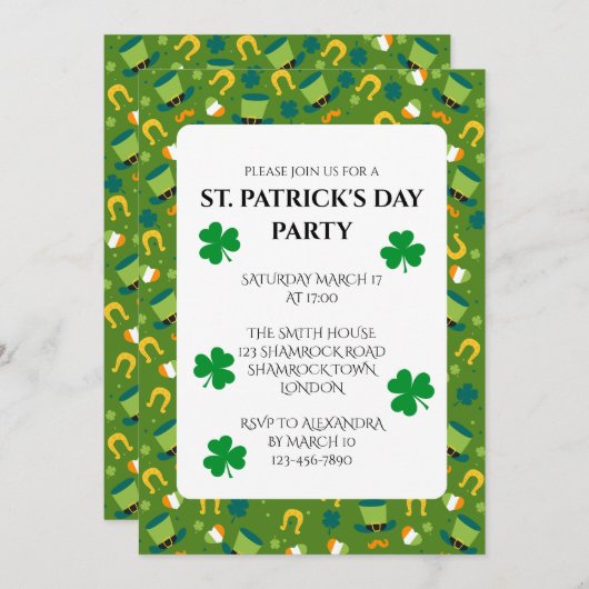 St. Patrick's Day Party Einladung (Vorne/Hinten)