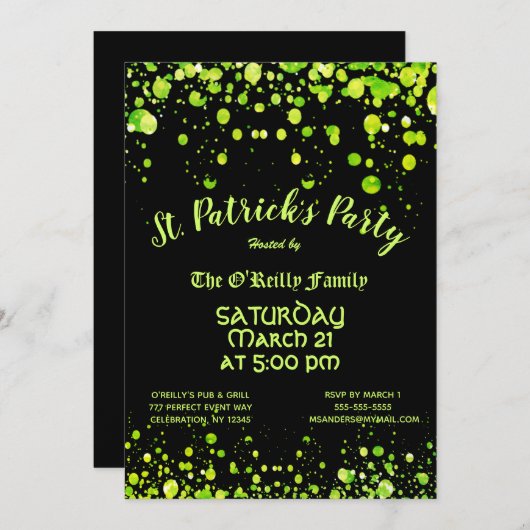 St. Patrick's Day Party Einladung (Vorne/Hinten)