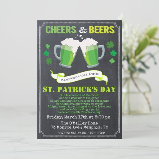 St. Patrick's Day Party Einladung (Stehend Vorderseite)