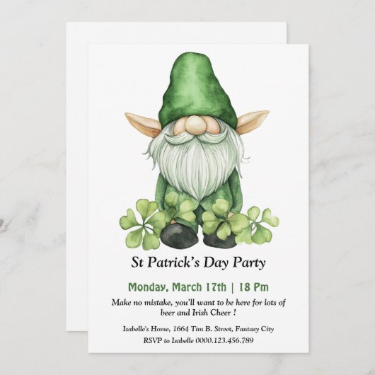 St. Patrick's Day Party Einladung (Vorne/Hinten)