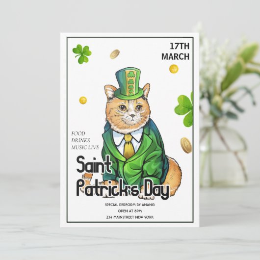 St. Patrick's Day Party Einladung (Stehend Vorderseite)