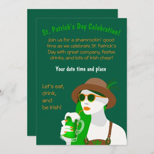 St. Patrick's Day Party Einladung (Vorne/Hinten)