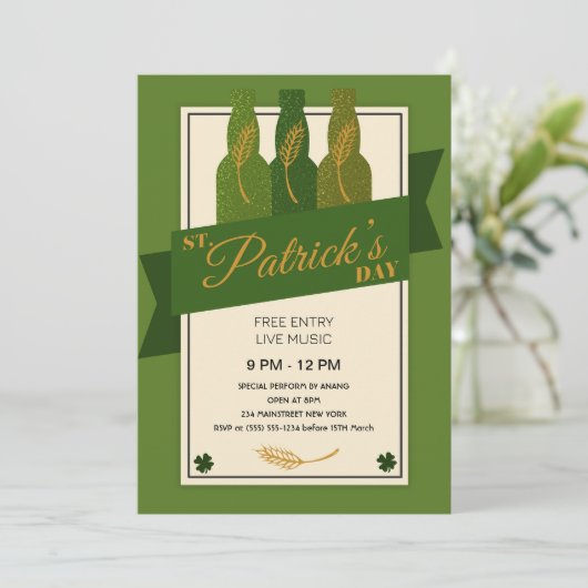 St. Patrick's Day Party Einladung (Stehend Vorderseite)