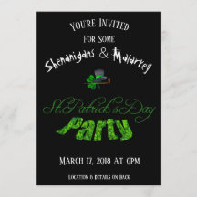 St. Patrick's Day Party Einladung Schwarz -