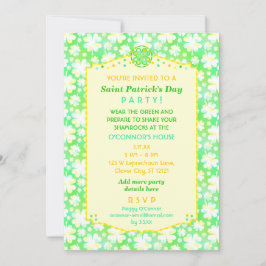St. Patrick's Day Party Elegantes Retro Kleeblatt Einladung