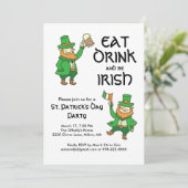 St Patricks Day Party essen Drink Irish Leprechaun Einladung (Stehend Vorderseite)