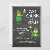 St Patricks Day Party essen Drink Irish Leprechaun Einladung (Vorderseite)