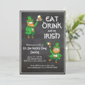 St Patricks Day Party essen Drink Irish Leprechaun Einladung (Stehend Vorderseite)