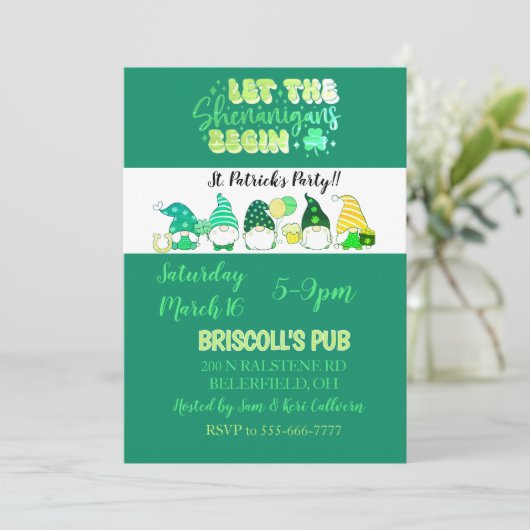 St. Patrick's Day Party flat invitation (Stehend Vorderseite)
