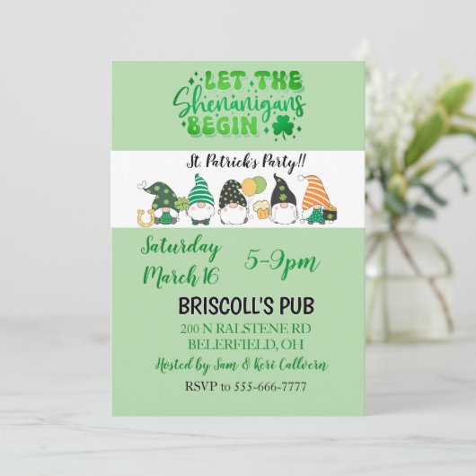 St. Patrick's Day Party flat invitation (Stehend Vorderseite)