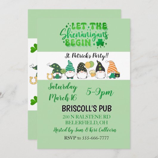 St. Patrick's Day Party flat invitation (Vorne/Hinten)
