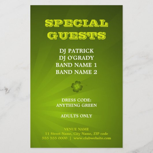 St. Patrick's Day Party Flyer (Hinten)