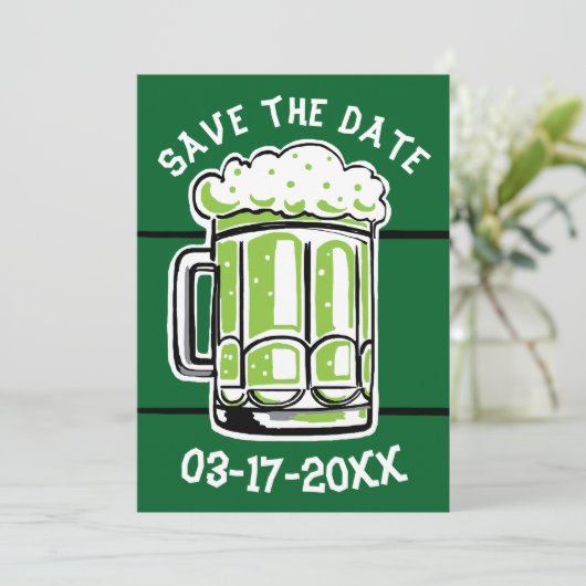 St. Patrick's Day Party Green Beer Save the Date (Stehend Vorderseite)