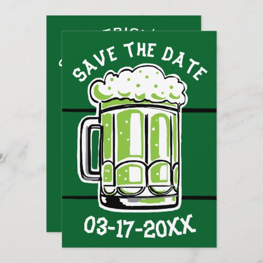 St. Patrick's Day Party Green Beer Save the Date (Vorne/Hinten)