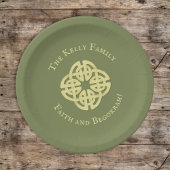 St. Patrick's Day Party Green Celtic Cross Custom Pappteller