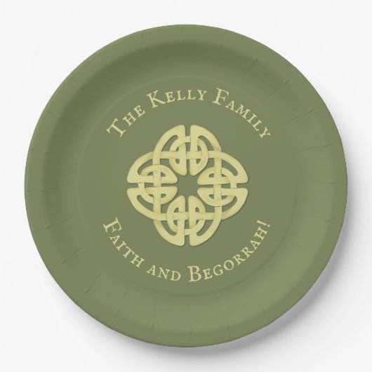 St. Patrick's Day Party Green Celtic Cross Custom Pappteller (Vorderseite)