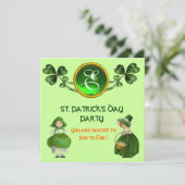 ST. PATRICK'S DAY PARTY GREEN EMERALD MONOGRAM EINLADUNG (Stehend Vorderseite)